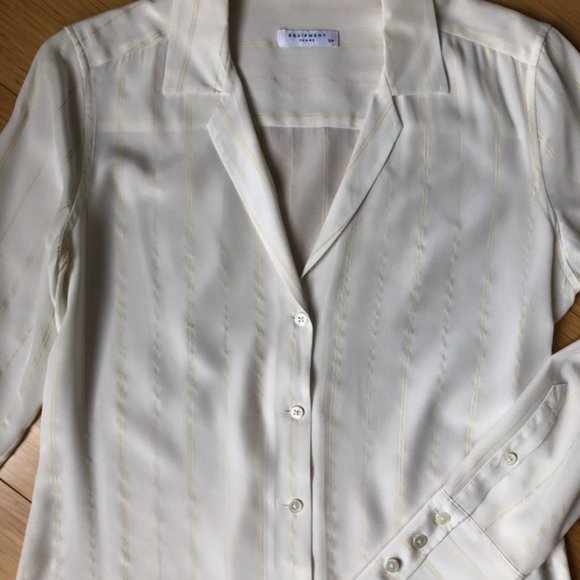 Equipment Bone Stripe 100% Silk Blouse Size Small - Picture 3 of 5